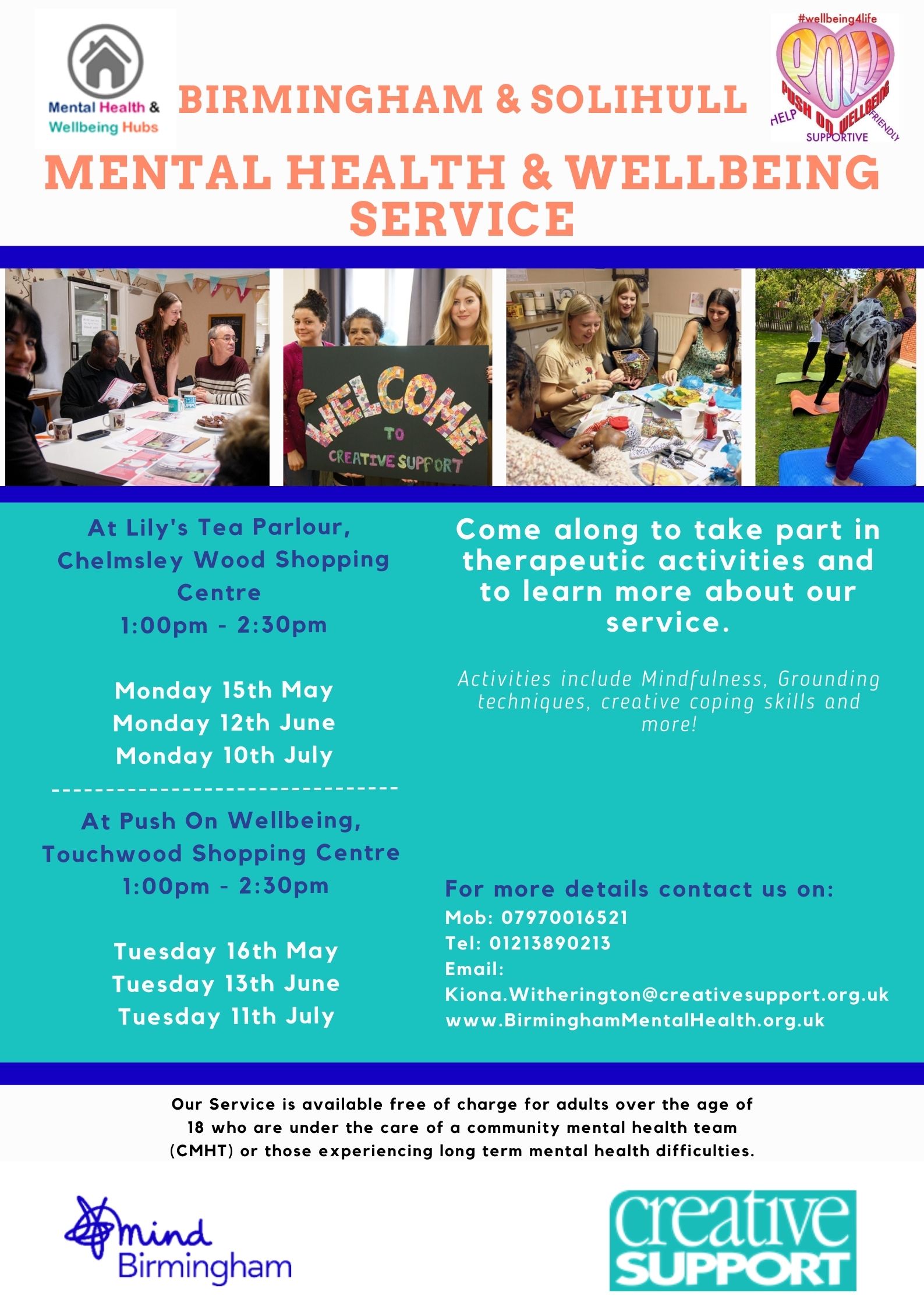Creative Support Pop Up Sessions - Mental Health Advice and Support 